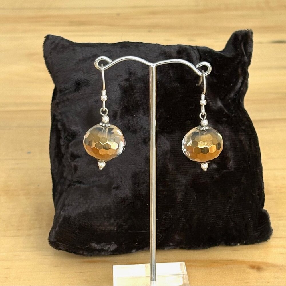 Handmade Sterling Silver & Two Tone Crystal Earrings Gold & Silver